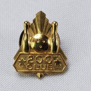 Vintage Gold-Tone Bowling Pin 200 Club Lapel Pin With Clutch Back